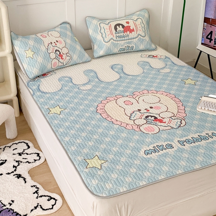 91家纺网 家纺一手货源 找家纺 昔可家纺2023新款大版卡通乳胶凉席第二批 奶糖小兔