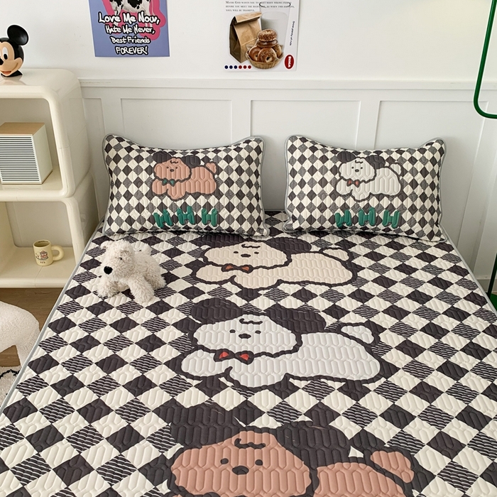 91家纺网 家纺一手货源 找家纺 昔可家纺2023新款大版卡通乳胶凉席第二批 三只狗狗