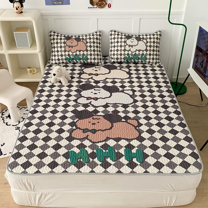 91家纺网 家纺一手货源 找家纺 昔可家纺2023新款大版卡通乳胶凉席第二批 三只狗狗