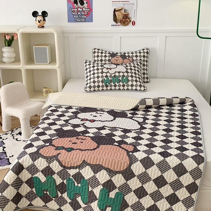 91家纺网 家纺一手货源 找家纺 昔可家纺2023新款大版卡通乳胶凉席第二批 三只狗狗