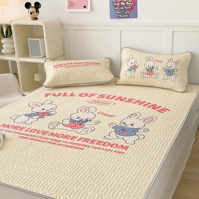 91家纺网 家纺一手货源 找家纺 昔可家纺2023新款大版卡通乳胶凉席第二批 三只小兔