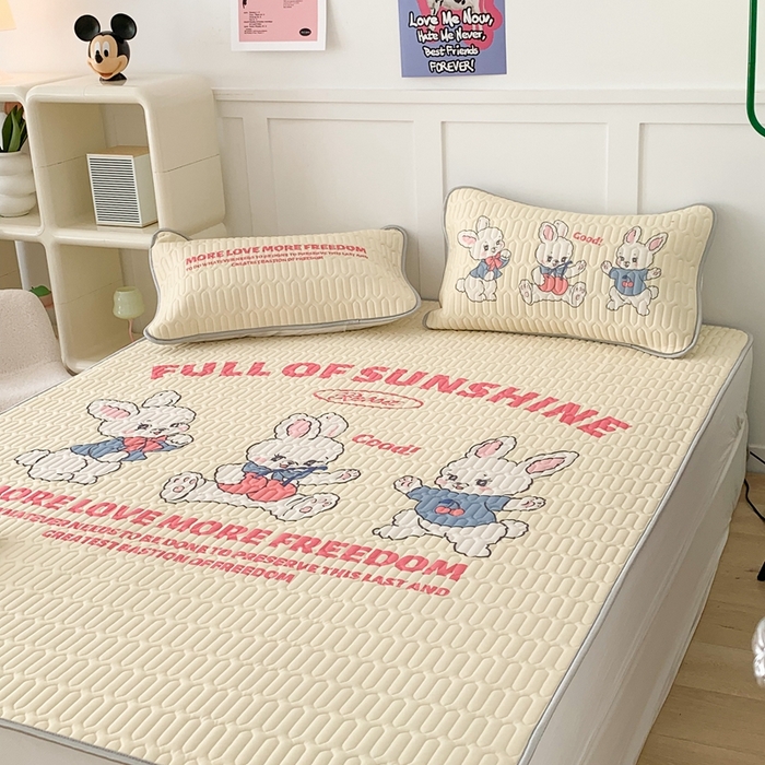 91家纺网 家纺一手货源 找家纺 昔可家纺2023新款大版卡通乳胶凉席第二批 三只小兔