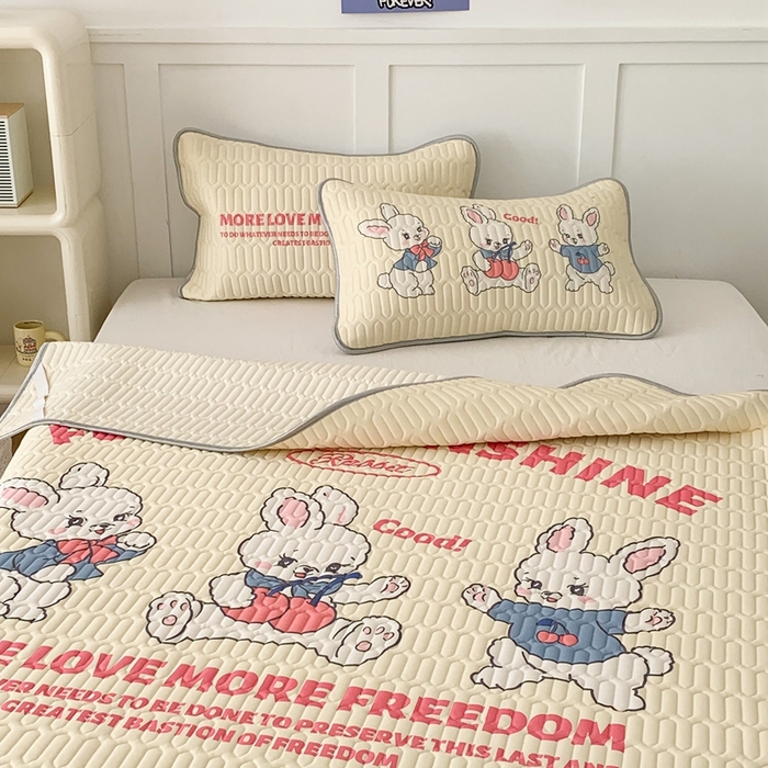 91家纺网 家纺一手货源 找家纺 昔可家纺2023新款大版卡通乳胶凉席第二批 三只小兔