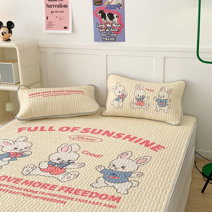 91家纺网 家纺一手货源 找家纺 昔可家纺2023新款大版卡通乳胶凉席第二批 三只小兔