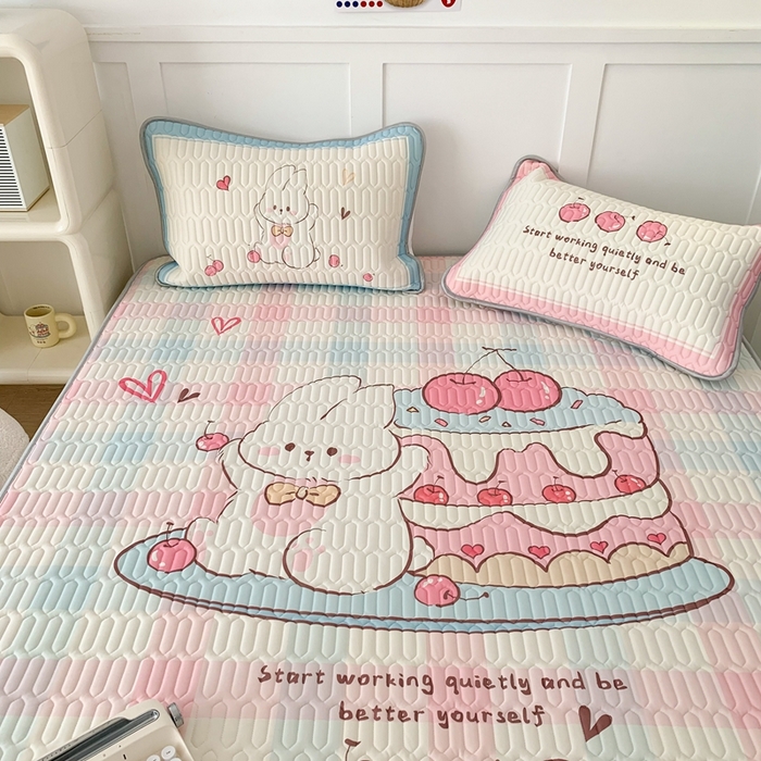 91家纺网 家纺一手货源 找家纺 昔可家纺2023新款大版卡通乳胶凉席第二批 樱桃蛋糕