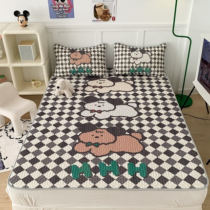 91家纺网 家纺一手货源 找家纺 昔可家纺2023新款大版卡通乳胶凉席第二批 三只狗狗