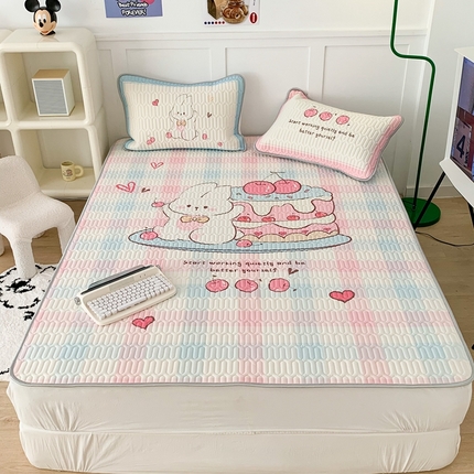 91家纺网 家纺一手货源 找家纺 昔可家纺2023新款大版卡通乳胶凉席第二批 樱桃蛋糕