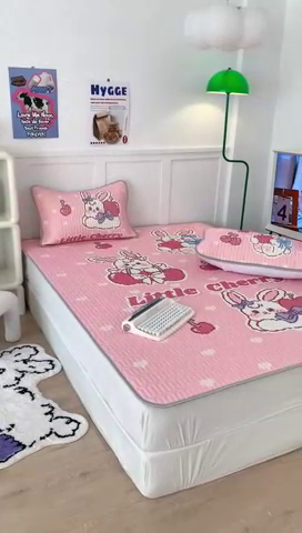 91家纺网 家纺一手货源 找家纺 昔可家纺2023新款大版卡通乳胶凉席第二批 飞天樱桃兔