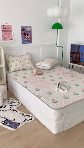 91家纺网 家纺一手货源 找家纺 昔可家纺2023新款大版卡通乳胶凉席第二批 可爱兔兔郁金