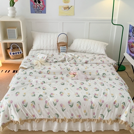 （总）昔可家纺2023新款花边款云柔针织大豆夏被