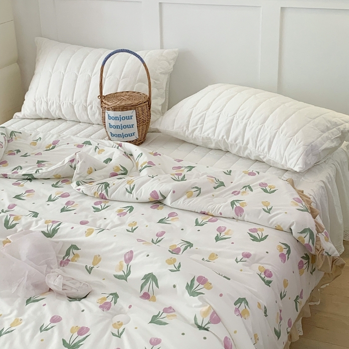 91家纺网 家纺一手货源 找家纺 （总）昔可家纺2023新款花边款云柔针织大豆夏被