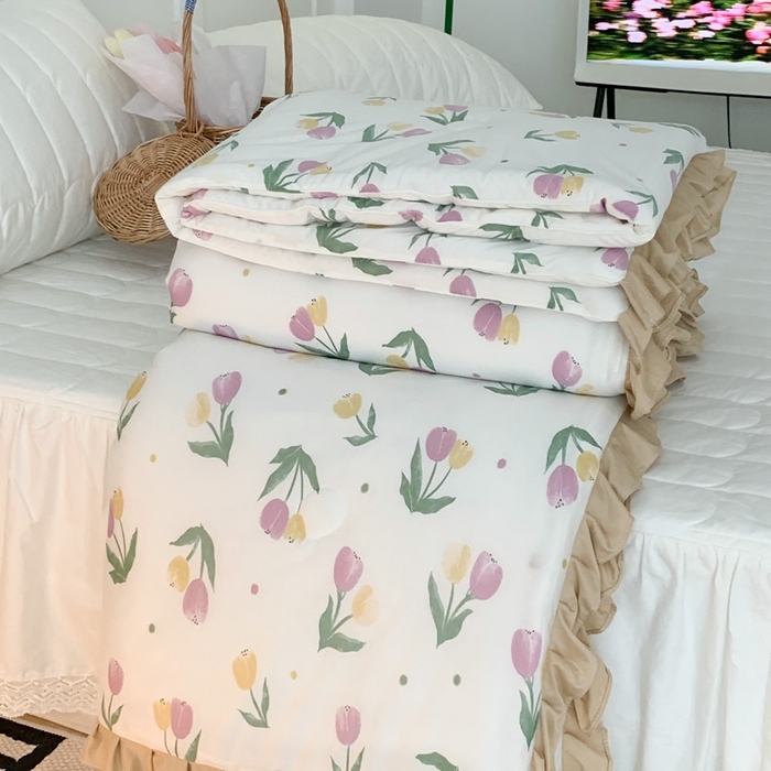 91家纺网 家纺一手货源 找家纺 （总）昔可家纺2023新款花边款云柔针织大豆夏被