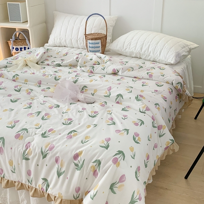 91家纺网 家纺一手货源 找家纺 （总）昔可家纺2023新款花边款云柔针织大豆夏被