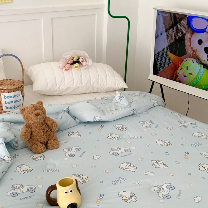 91家纺网 家纺一手货源 找家纺 昔可家纺2023新款花边款云柔针织大豆夏被 大象汽车