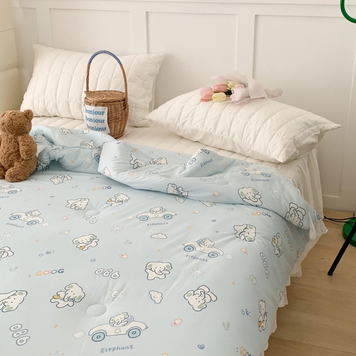 91家纺网 家纺一手货源 找家纺 昔可家纺2023新款花边款云柔针织大豆夏被 大象汽车