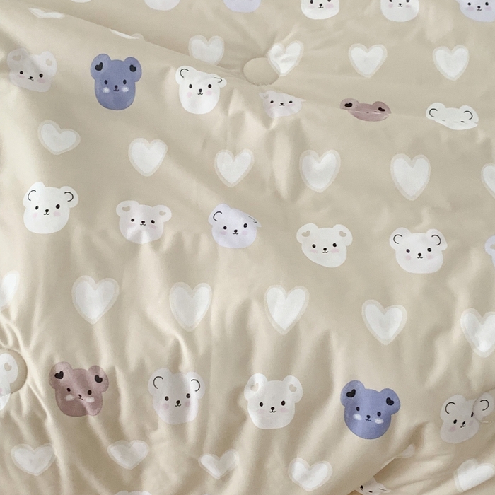 91家纺网 家纺一手货源 找家纺 昔可家纺2023新款花边款云柔针织大豆夏被 爱心小熊