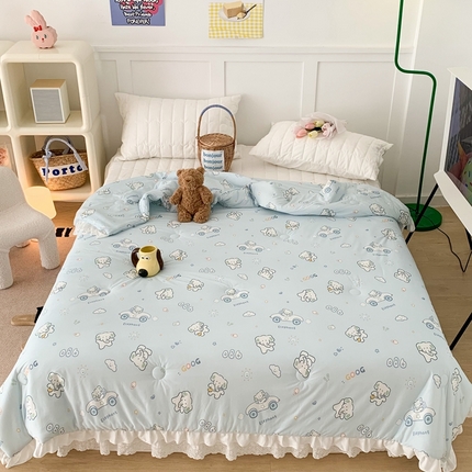 昔可家纺2023新款花边款云柔针织大豆夏被 大象汽车