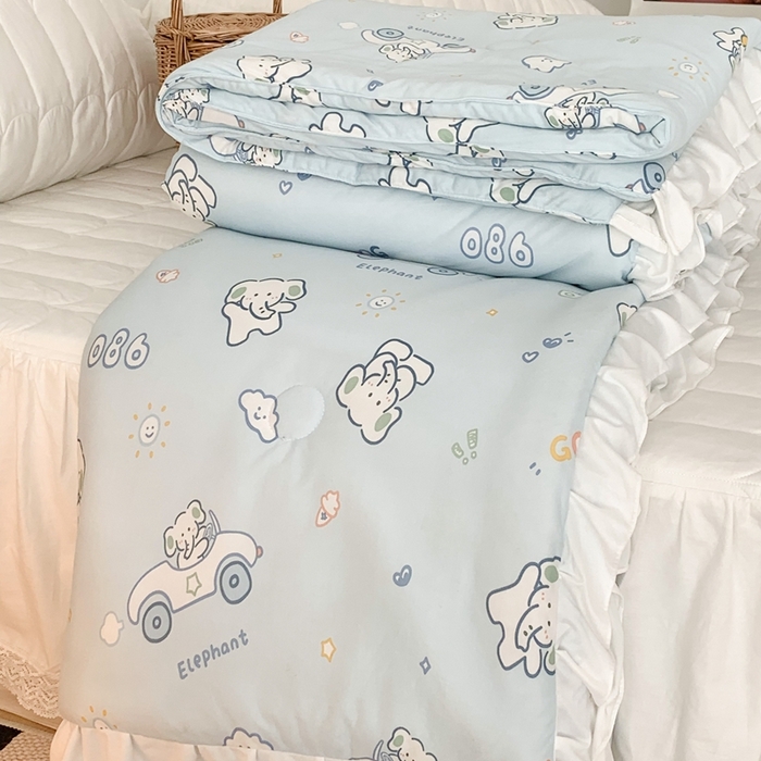 91家纺网 家纺一手货源 找家纺 昔可家纺2023新款花边款云柔针织大豆夏被 大象汽车