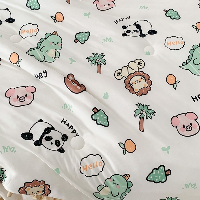 91家纺网 家纺一手货源 找家纺 昔可家纺2023新款花边款云柔针织大豆夏被 森林恐龙