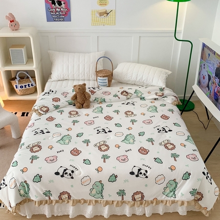 昔可家纺2023新款花边款云柔针织大豆夏被 森林恐龙