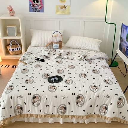 91家纺网 家纺一手货源 找家纺 （总）昔可家纺2023新款花边款云柔针织大豆夏被