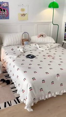 91家纺网 家纺一手货源 找家纺 昔可家纺2023新款花边款云柔针织大豆夏被 红了樱桃