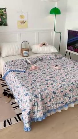 91家纺网 家纺一手货源 找家纺 昔可家纺2023新款花边款云柔针织大豆夏被 蜜桃花花