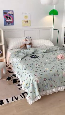 91家纺网 家纺一手货源 找家纺 昔可家纺2023新款花边款云柔针织大豆夏被 花小兔