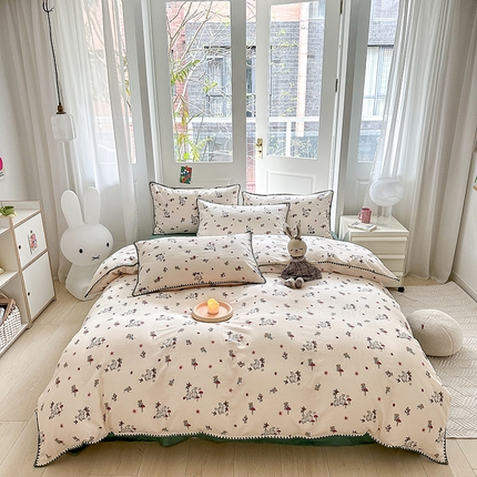 91家纺网 家纺一手货源 找家纺 （总）瑞莱 2023新款13372全棉有氧双层纱四件套