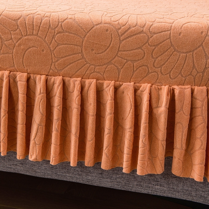 91家纺网 家纺一手货源 找家纺 千彤沙发垫-太阳花--裙边沙发笠系列 橘色
