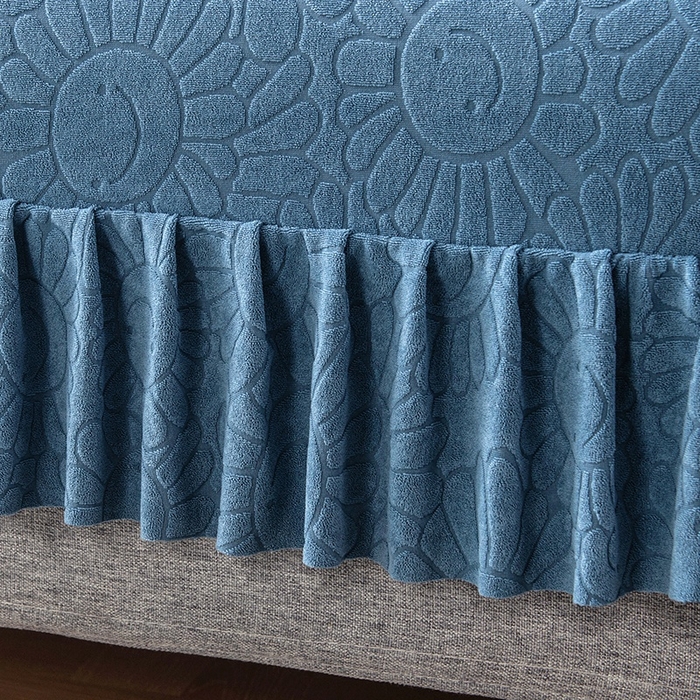 91家纺网 家纺一手货源 找家纺 千彤沙发垫-太阳花--裙边沙发笠系列 水蓝