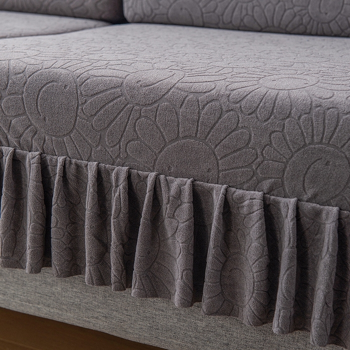 91家纺网 家纺一手货源 找家纺 千彤沙发垫-太阳花--裙边沙发笠系列 深灰