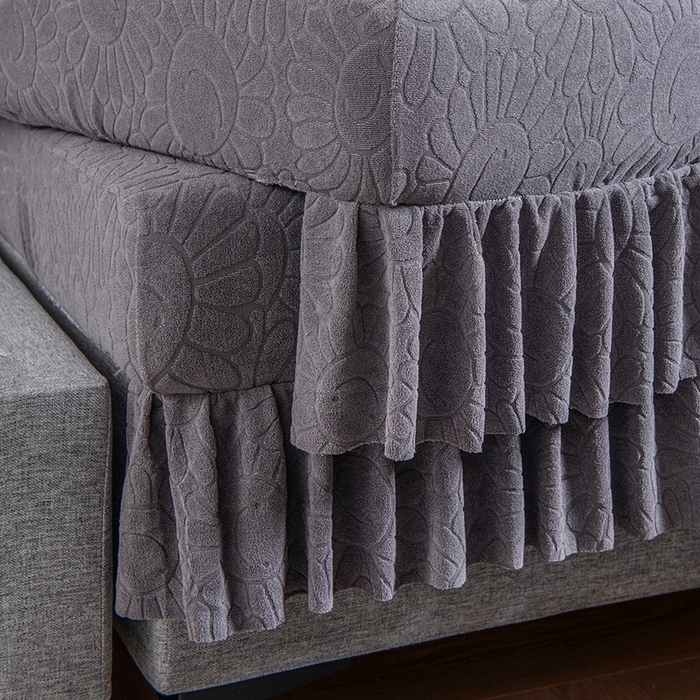 91家纺网 家纺一手货源 找家纺 千彤沙发垫-太阳花--裙边沙发笠系列 深灰橘色