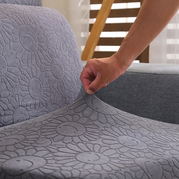 91家纺网 家纺一手货源 找家纺 千彤沙发垫-太阳花--裙边沙发笠系列 深灰橘色