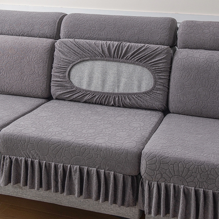 91家纺网 家纺一手货源 找家纺 千彤沙发垫-太阳花--裙边沙发笠系列 深灰