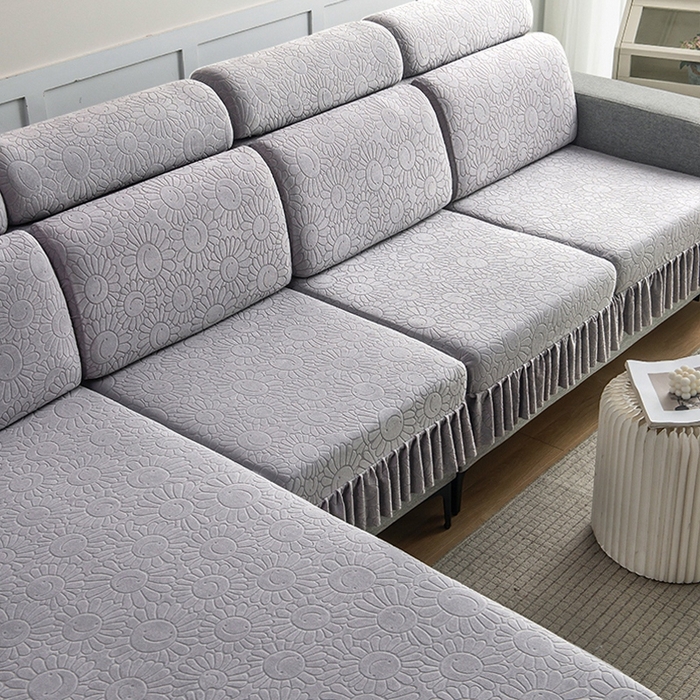 91家纺网 家纺一手货源 找家纺 千彤沙发垫-太阳花--裙边沙发笠系列 银灰