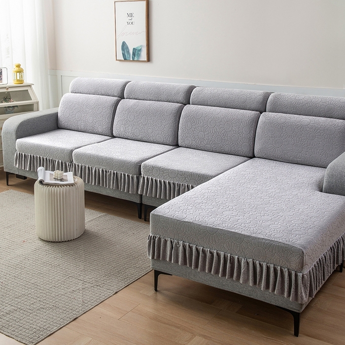 91家纺网 家纺一手货源 找家纺 千彤沙发垫-太阳花--裙边沙发笠系列 银灰