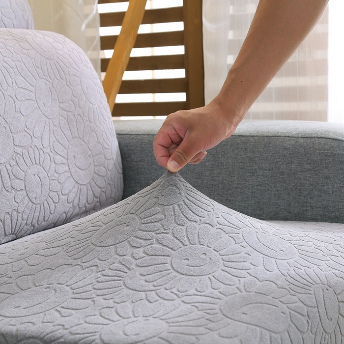 91家纺网 家纺一手货源 找家纺 千彤沙发垫-太阳花--裙边沙发笠系列 银灰