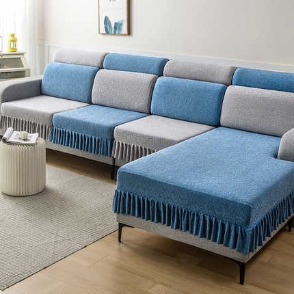 91家纺网 家纺一手货源 找家纺 千彤沙发垫-太阳花--裙边沙发笠系列 水蓝银灰