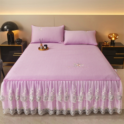 恒爱 2023 刺绣华夫格床裙三件套 优雅紫（床裙款）