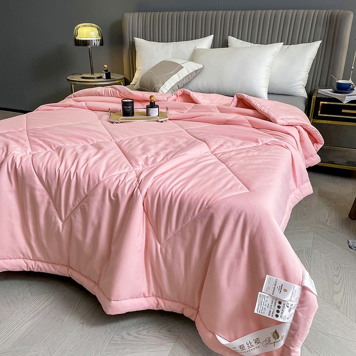 91家纺网 家纺一手货源 找家纺 可机洗柞蚕丝桑蚕丝宽边夏凉被空调被夏季薄被薄款春秋被单人 轻奢玉