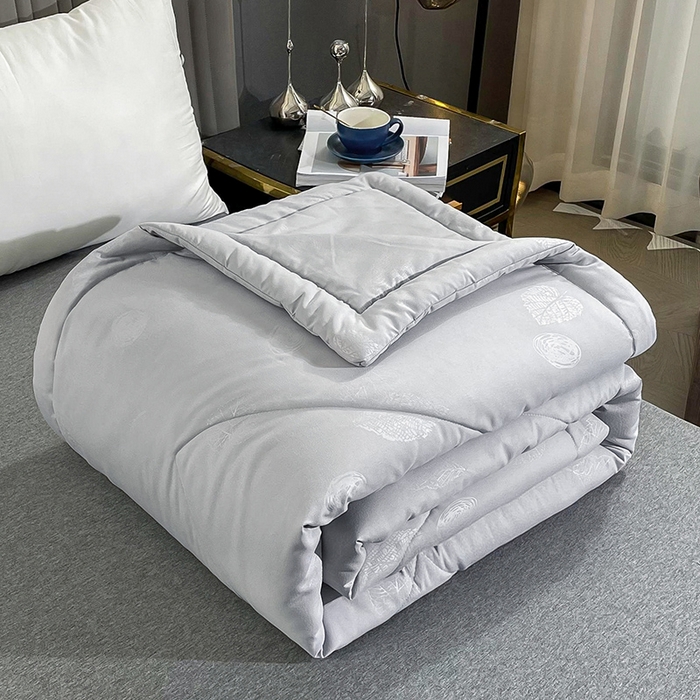 91家纺网 家纺一手货源 找家纺 可机洗柞蚕丝桑蚕丝宽边夏凉被空调被夏季薄被薄款春秋被单人 轻奢灰