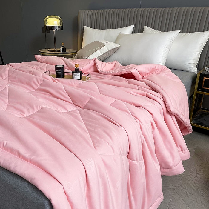 91家纺网 家纺一手货源 找家纺 可机洗柞蚕丝桑蚕丝宽边夏凉被空调被夏季薄被薄款春秋被单人 轻奢玉