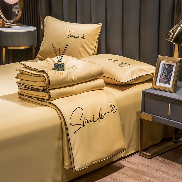 91家纺网 家纺一手货源 找家纺 梦舒羽 新款可水洗真丝被夏天宿舍空调被单人夏凉被纯色冰丝刺绣夏被被子双人薄被 潮流-嫩黄