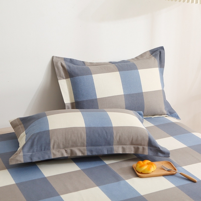 91家纺网 家纺一手货源 找家纺 晶缦2023新款全棉老粗布凉席三件套 蓝大格