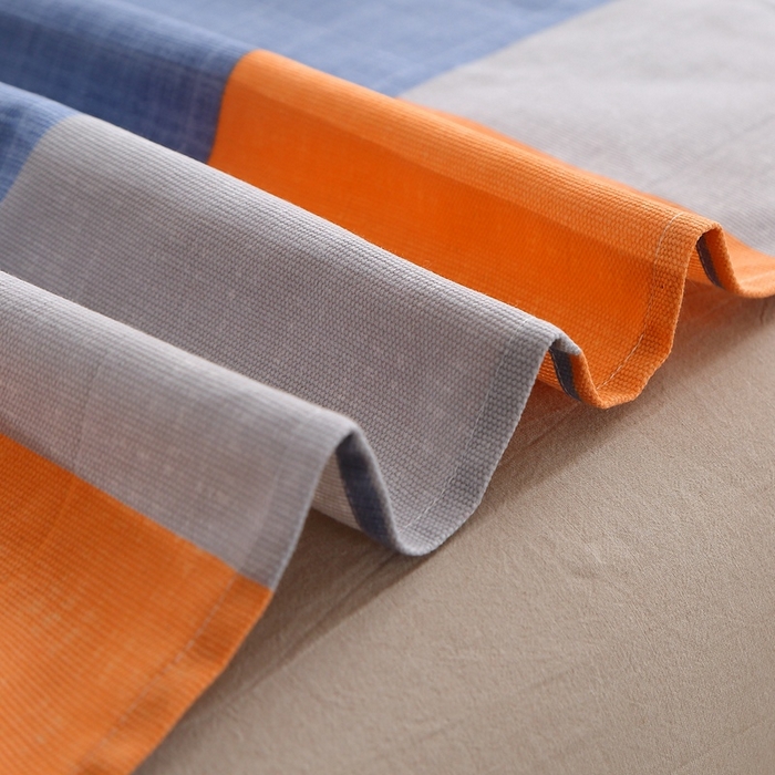 91家纺网 家纺一手货源 找家纺 晶缦2023新款全棉老粗布凉席三件套 蓝橙格