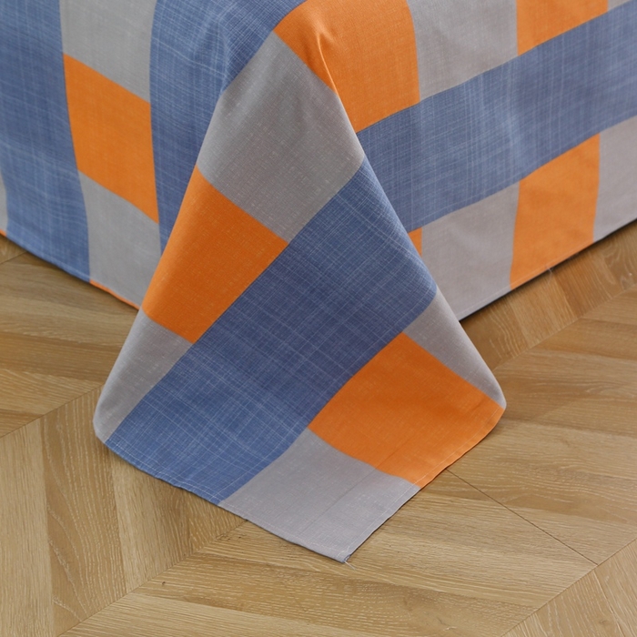 91家纺网 家纺一手货源 找家纺 晶缦2023新款全棉老粗布凉席三件套 蓝橙格