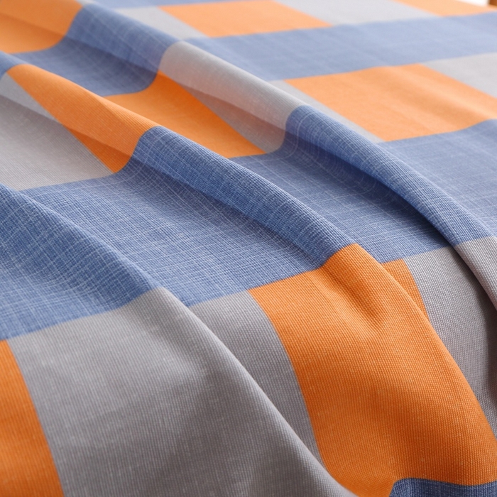 91家纺网 家纺一手货源 找家纺 晶缦2023新款全棉老粗布凉席三件套 蓝橙格