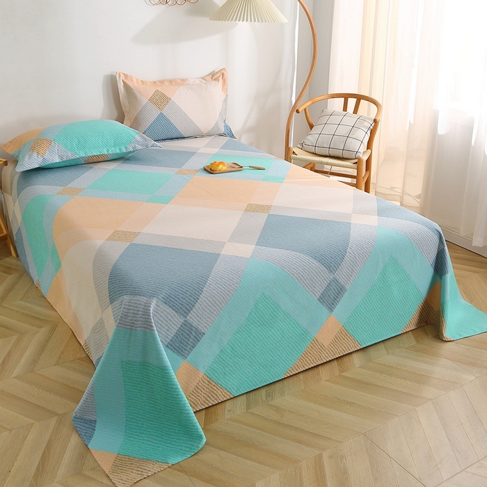 91家纺网 家纺一手货源 找家纺 晶缦2023新款全棉老粗布凉席三件套 菱形格