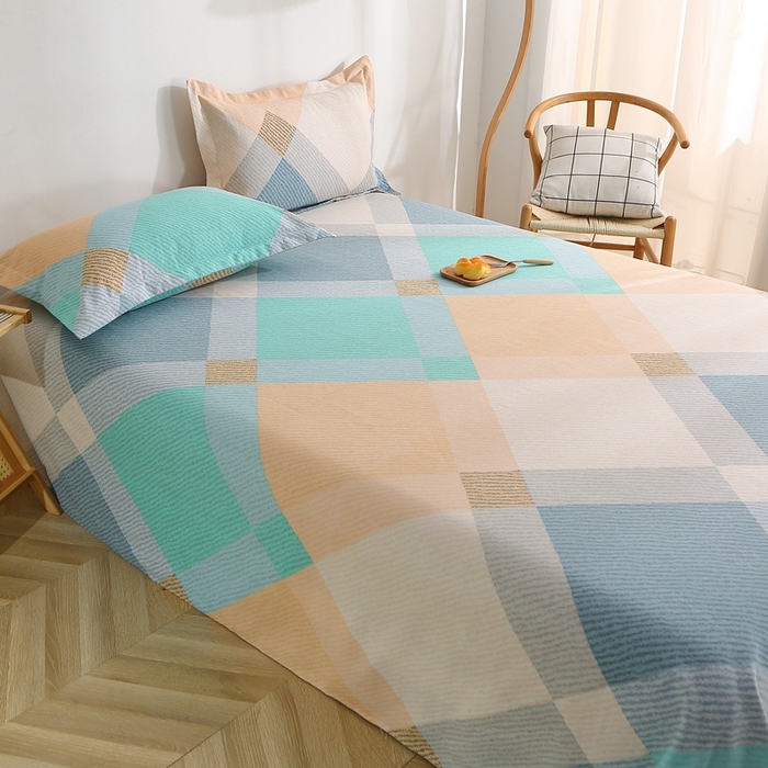 91家纺网 家纺一手货源 找家纺 晶缦2023新款全棉老粗布凉席三件套 菱形格